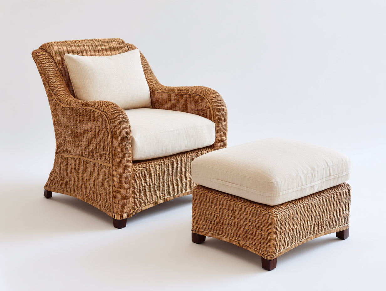 Sillones de ratán 76x80x95 cm - natural-beige - diseño clásico para salón
