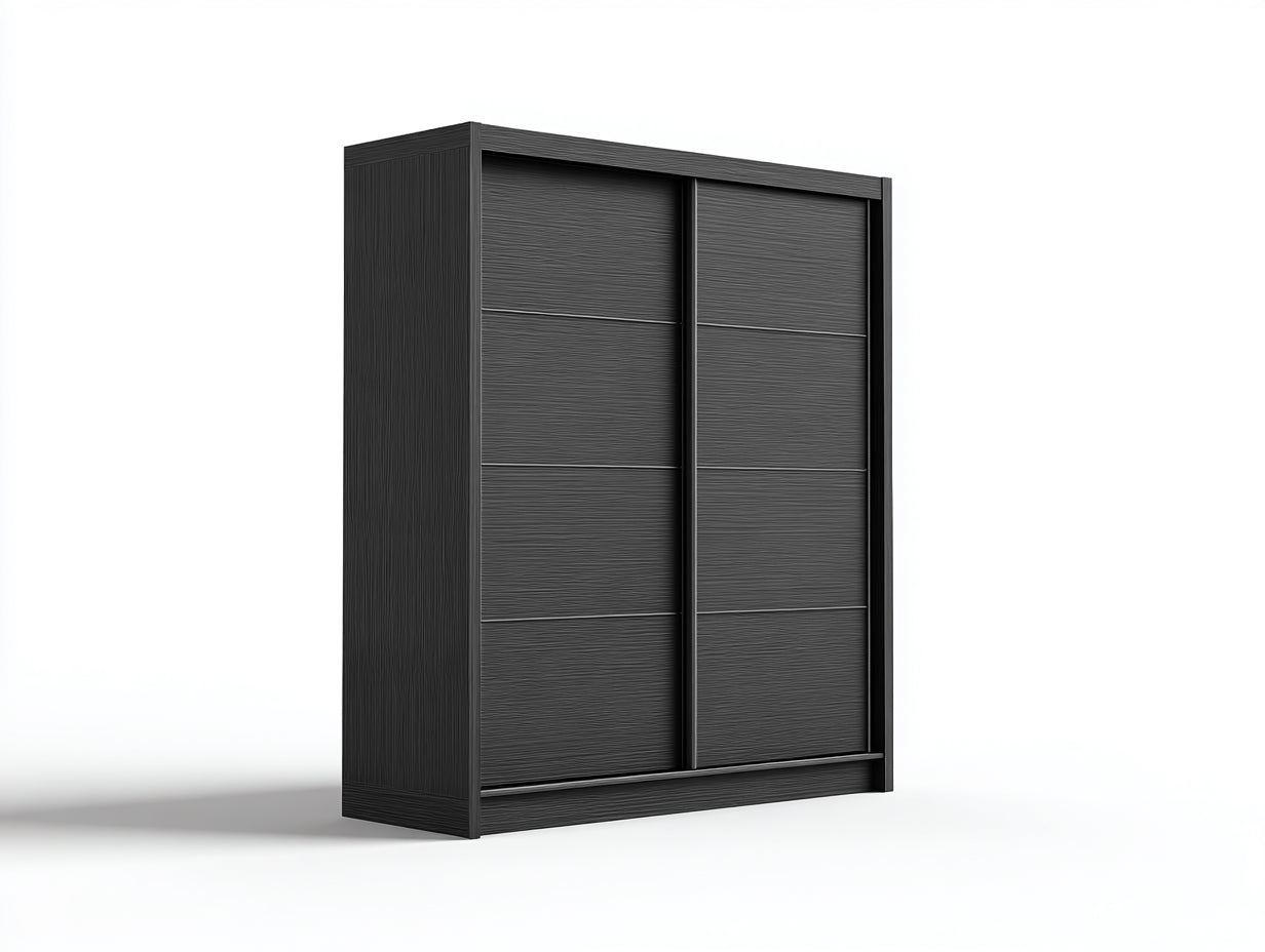 Armarios de madera 160x60x200 cm - negro - diseño moderno con 2 puertas correderas