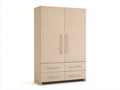 Armarios de madera 120x55x200 cm - natural y plateado - diseño moderno con 2 puertas y 4 cajones