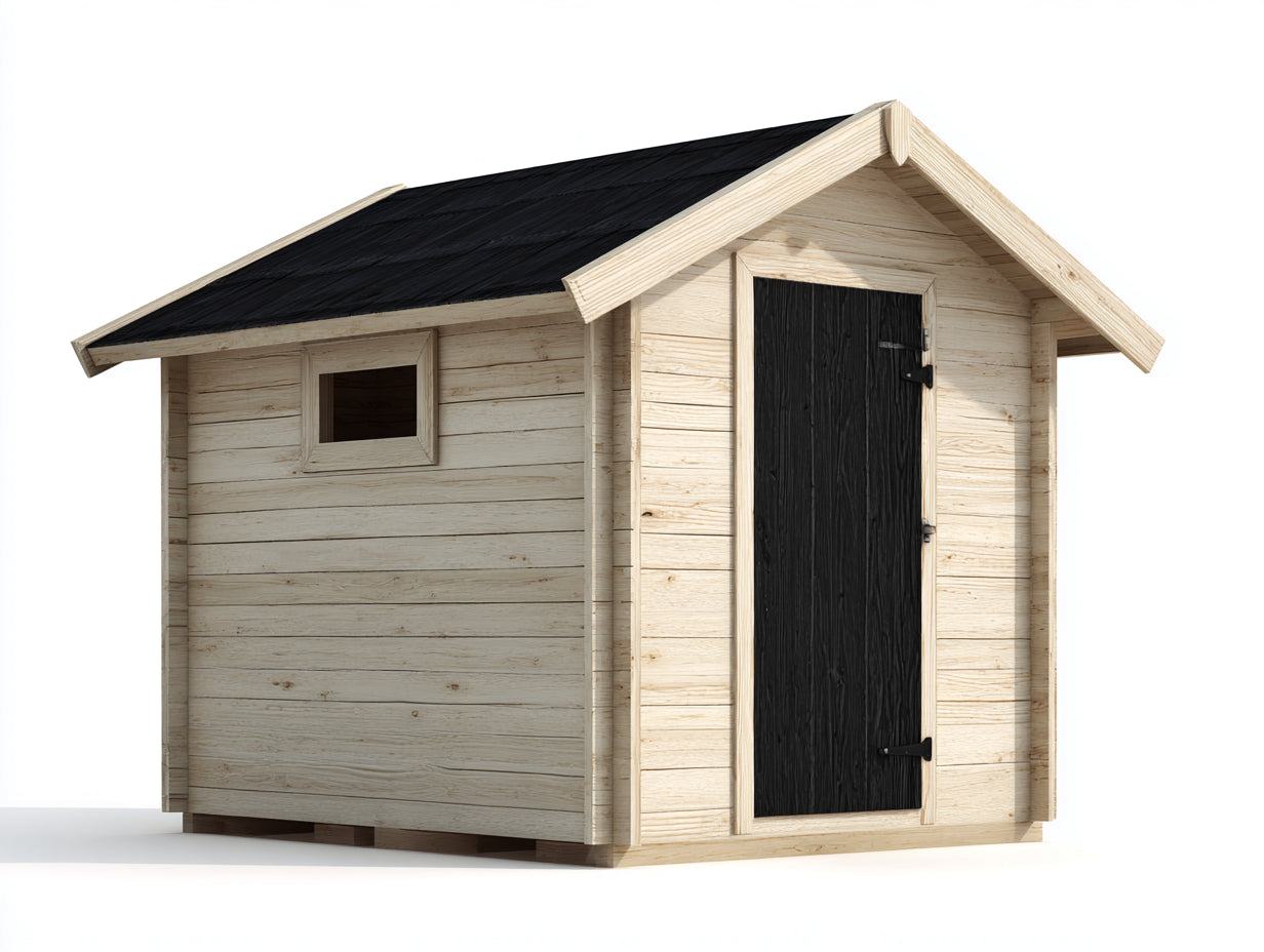 Casetas de jardín de madera 260x210x235 cm - madera natural-negro - caseta exterior con puerta y ventana