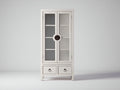 Vitrina madera y vidrio 75x38x170 cm - blanco - diseño clásico con 2 puertas y 2 cajones