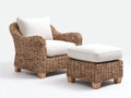 Sillones de ratán 84x82x86 cm crema yNatural - diseño natural con reposapiés