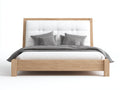 Camas dobles de madera 212x178x118 cm blanco-original - diseño moderno con cabecero acolchado