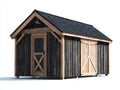 Casetas de jardín madera 280x210x240 cm - negro-roble - diseño rústico con 3 puertas