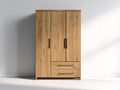 Armarios de madera 120x50x185 cm - madera natural - armario con puertas y cajones para dormitorio