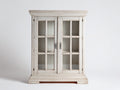 Vitrina madera y vidrio 88x42x145 cm - blanco envejecido - diseño rústico con 2 puertas