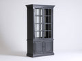 Vitrina de madera y vidrio 95x42x195 cm - gris oscuro - diseño clásico para salón