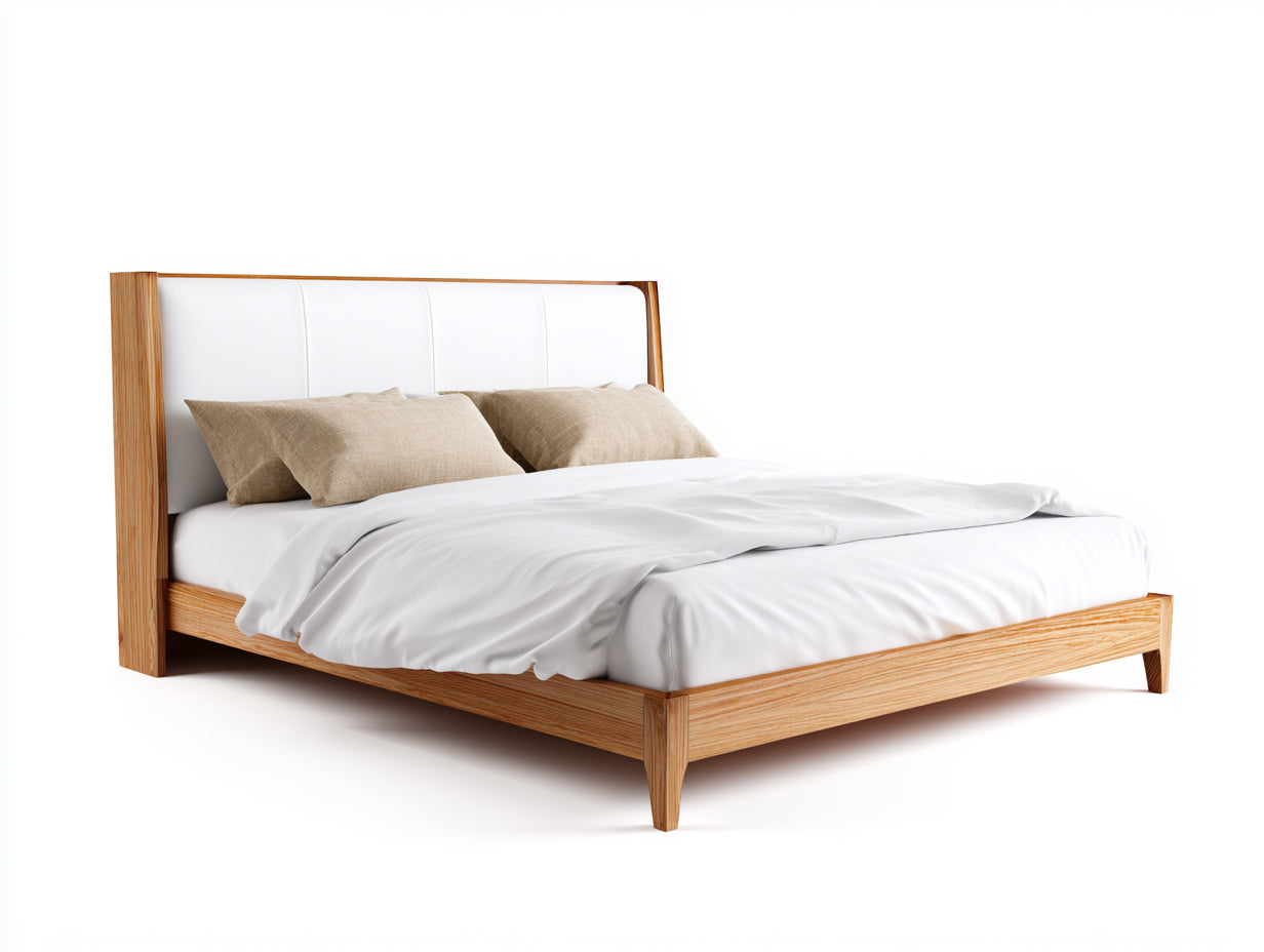 Camas dobles de madera 210x165x105 cm - natural-blanco - diseño moderno para dormitorio