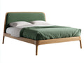 Camas dobles de madera 210x170x105 cm - natural y verde - diseño moderno con cabecero tapizado
