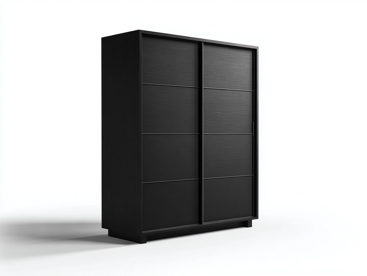Armarios madera negra 180x60x210 cm - puertas correderas modernas para dormitorio
