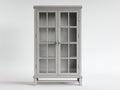 Vitrina de madera 98x40x185 cm gris claro - diseño moderno con puertas de cristal