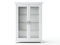 Vitrina de madera y vidrio 110x40x190 cm - blanco y plateado - diseño clásico con 2 puertas