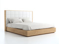 Camas dobles de madera 200x160x115 cm - madera natural-blanco - cabecero acolchado para dormitorio